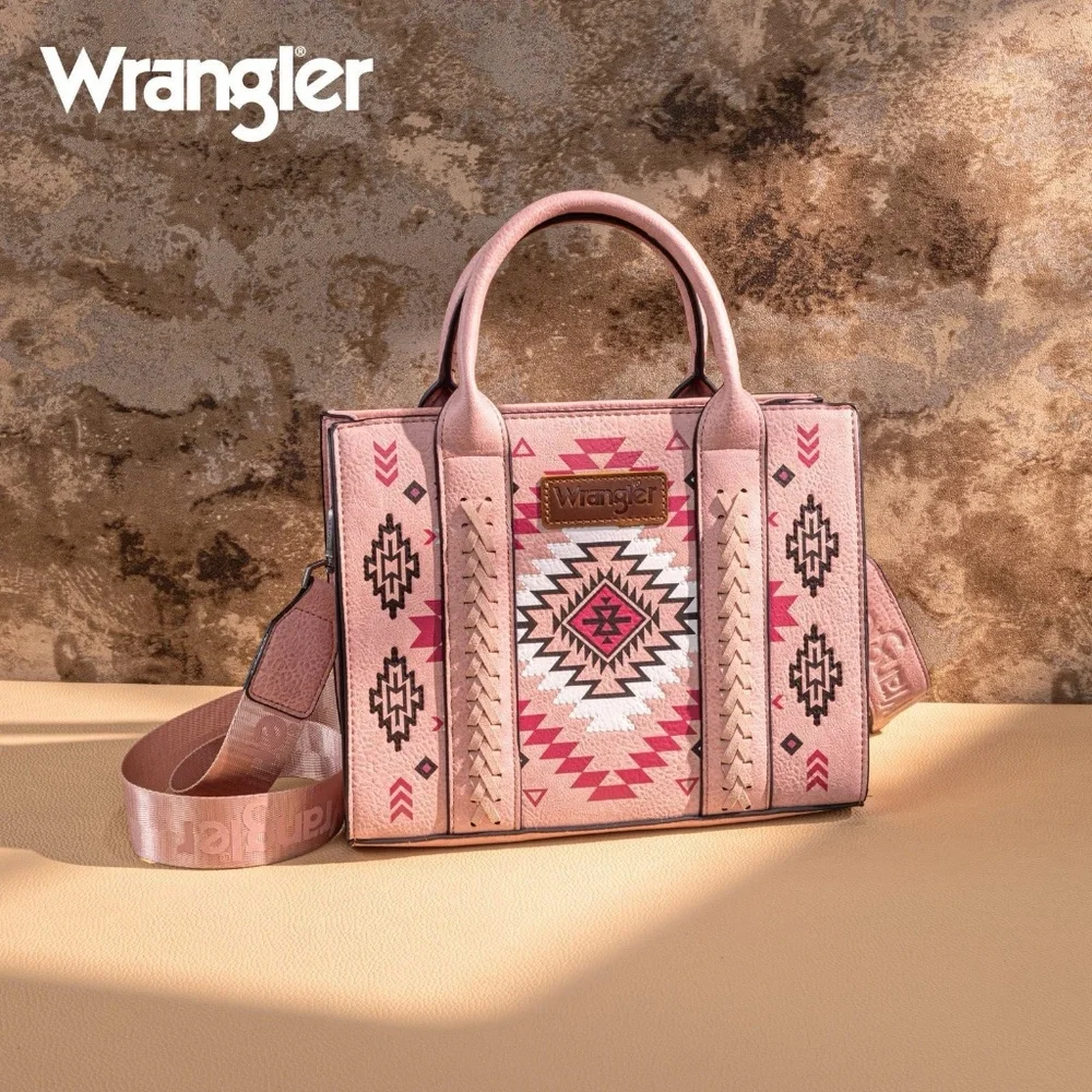 Wrangler Aztec Pattern Print Tote Bag Pink NWT